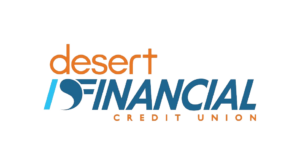 Desert Financial Credit Union logo with orange and blue text on a white background.