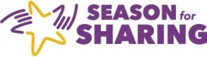Logo with two hands holding a yellow star followed by the text "SEASON for SHARING" in purple.