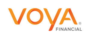 Logo of Voya Financial with "VOYA" in bold orange letters and "FINANCIAL" in smaller gray letters below.
