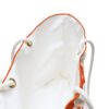 Close-up of the interior of the Everyone's Story Includes a Teacher *Fun Colors* Weekender Bag, showcasing its white and orange design, rope-style handles, and brass eyelets.