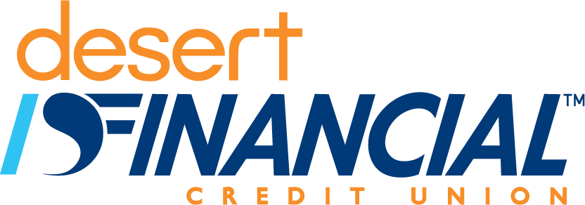 Logo of Desert Financial Credit Union with "desert" in orange lowercase letters and "FINANCIAL" in bold blue uppercase.